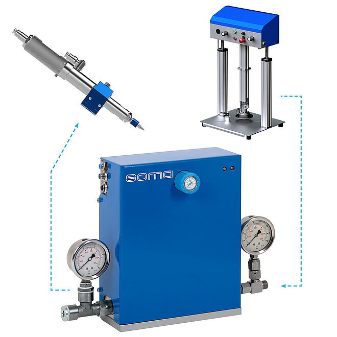 The patented DAS 120/12 pressure balance system from SOMA limits the high delivery pressure in supply systems for industrial greases and highly viscous liquids.